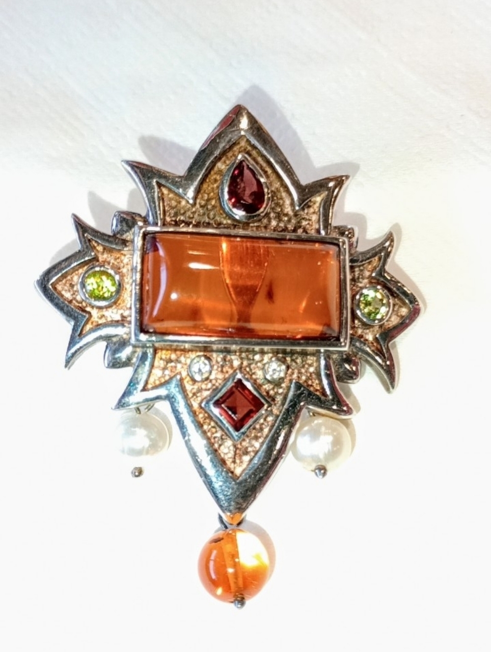 Vintage Victorian/Scottish Style Sterling Silver Multi-Gemstone Pendant